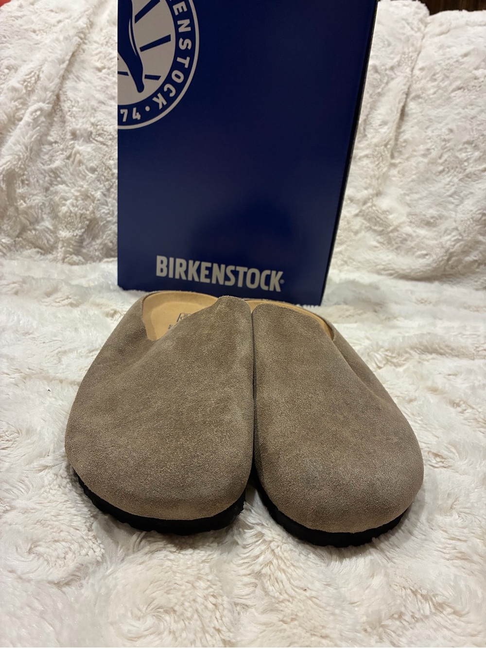 Birkenstock Amsterdam Wrapped Soft Footbed Slip-On Clogs in Taupe size 8.5
